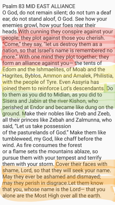 PSALM 83 MID EAST ALLIANCE AGAINST CHRISTIANITY THE HOUSE OF ISRAEL &amp; THE FREE WORLD AS WE KNOW IT