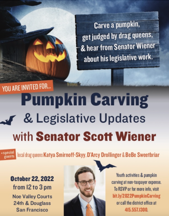 Sen. Scott Wiener Invites Us to Pumpkin Carving Drag Queen Event