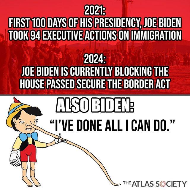The Atlas Society on Instagram: "Stop the lies, Joe! #ShrinkGovernment #Immigration #Biden #AynRand"