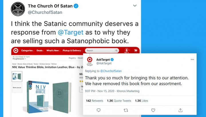 Target Immediately Pulls Bible From Shelves After Church Of Sata