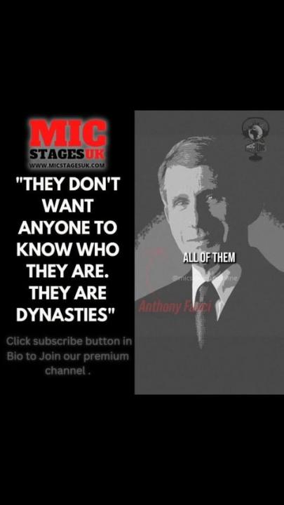 Micstagesuk on Instagram: ""They don't want anyone to know who they are. They are dynasties. " #verasharav  #klausschwab #fauci #rockerfeller #rothschilds  . What are your thoughts on this topic? Comment below . Get the latest in music, fashion, politics,