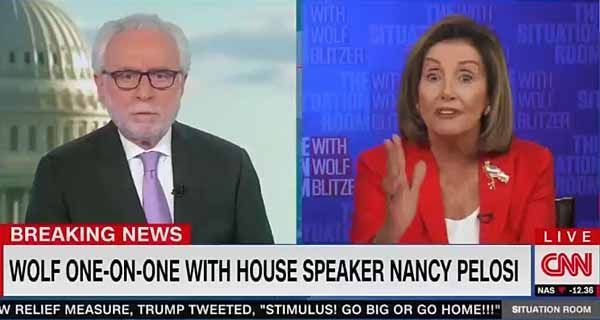 Nancy Pelosi accuses Wolf Blitzer and many of his colleagues at 