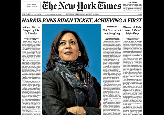 The NYT Wasn't Quite as Enthused by a Woman on the Ticket When S