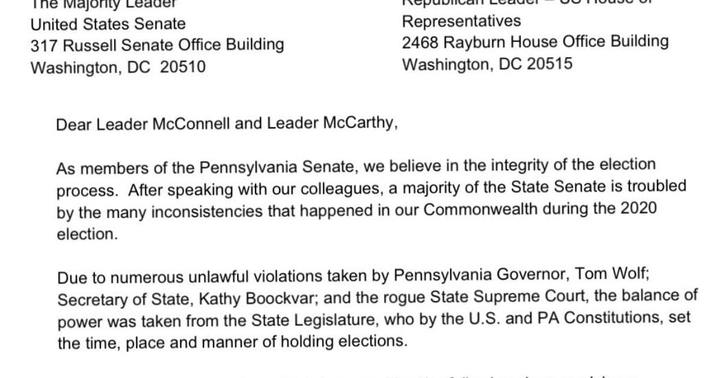 HUGE BREAKING! PA Senate Sends Letter To US Congress…Asks For De