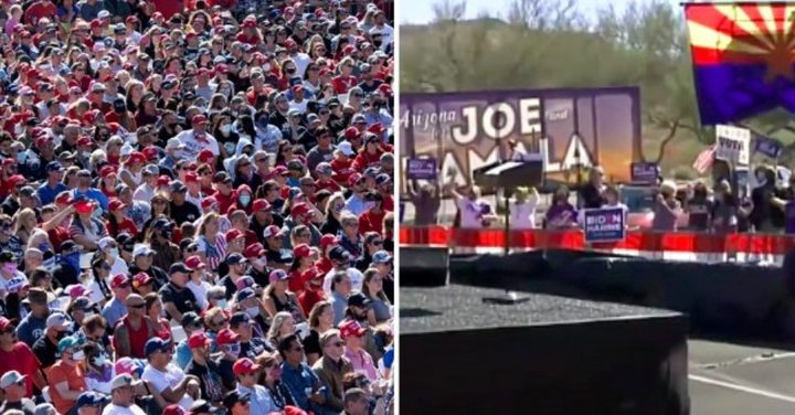 VIDEO: Thousands Cheer Trump in Arizona, While Barely 100 Greet 